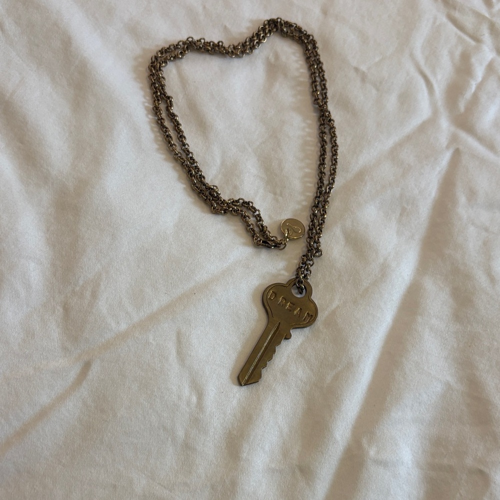 DREAM Key Pendant Necklace in Brass Tone
